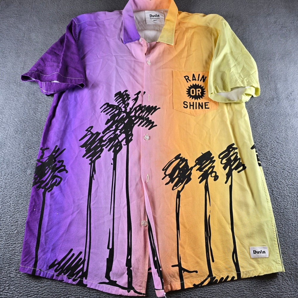 Duvin Design Co Pastel Gradient Camp Collar Short Sleeve Button Down Shirt Small